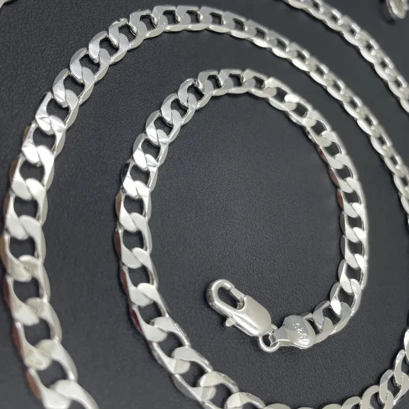 Elevate Your Style with Our Classic 925 Sterling Silver Link Chain Necklace - Perfect for Men and Women Engagement Gifts!