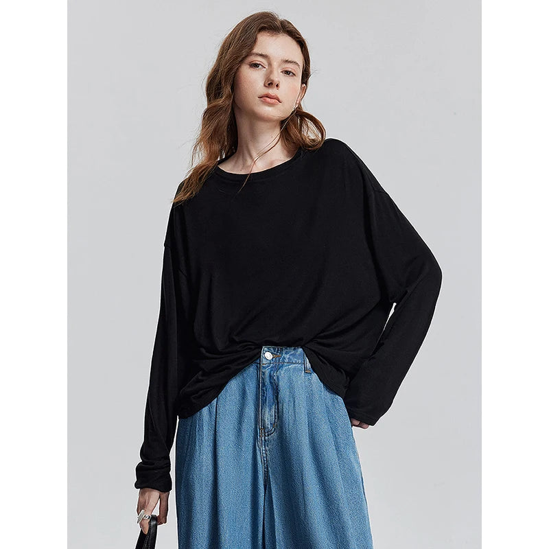 Elevate Your Wardrobe with Our Women's Long Sleeve Lyocell T-Shirt - Perfect for Spring 2025!