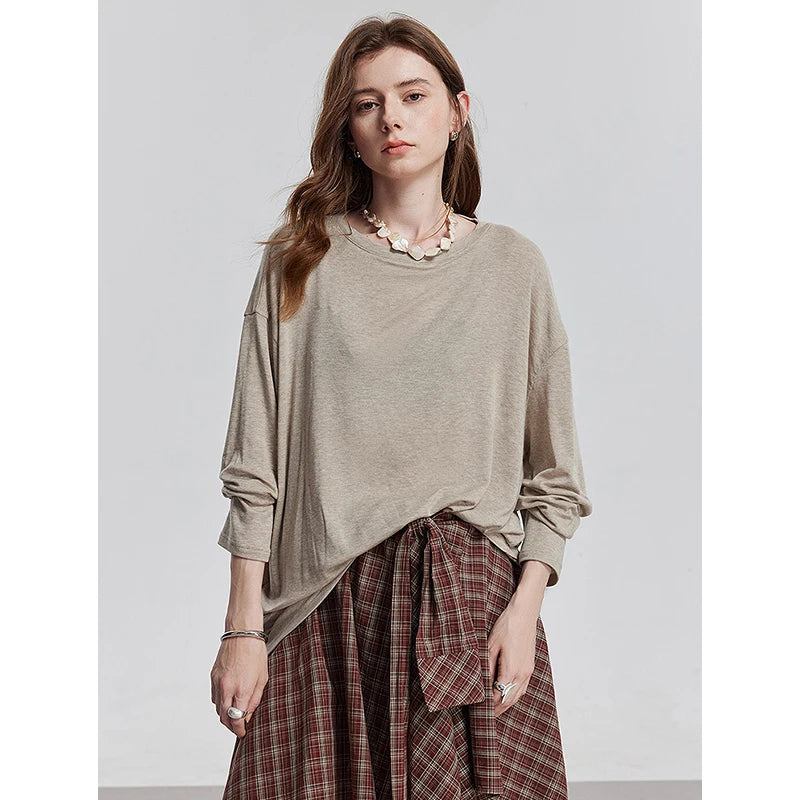 Elevate Your Wardrobe with Our Women's Long Sleeve Lyocell T-Shirt - Perfect for Spring 2025!