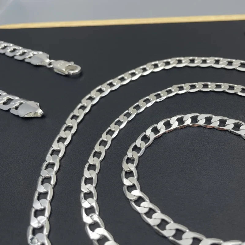 Elevate Your Style with Our Classic 925 Sterling Silver Link Chain Necklace - Perfect for Men and Women Engagement Gifts!
